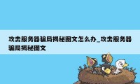 攻击服务器骗局揭秘图文怎么办_攻击服务器骗局揭秘图文