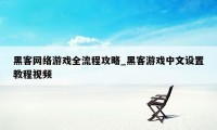 黑客网络游戏全流程攻略_黑客游戏中文设置教程视频