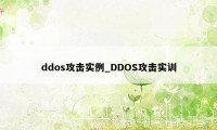 ddos攻击实例_DDOS攻击实训