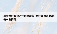 黑客为什么会进行网络攻击_为什么黑客要攻击一些网站