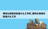 模块化网络攻防是什么工作啊_模块化网络攻防是什么工作