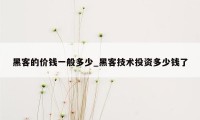 黑客的价钱一般多少_黑客技术投资多少钱了