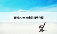 皇城DDoS攻击的简单介绍