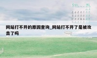 网站打不开的原因查询_网站打不开了是被攻击了吗