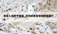 黑客入侵和平精英_吃鸡的黑客视频教程是什么