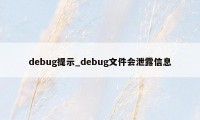 debug提示_debug文件会泄露信息