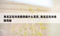 黑龙正在攻击服务器什么意思_黑龙正在攻击服务器