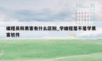 编程员和黑客有什么区别_学编程是不是学黑客软件