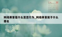 网络黑客是什么意思行为_网络黑客属于什么罪名