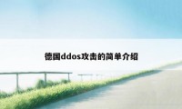 德国ddos攻击的简单介绍