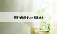 黑客电脑高手_pc黑客技术