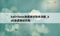 kali+linux渗透测试技术详解_kali渗透测试代码
