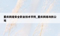 重庆网络安全职业技术学院_重庆网络攻防公司