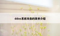 ddos系统攻击的简单介绍
