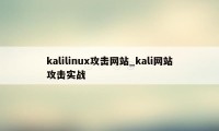kalilinux攻击网站_kali网站攻击实战