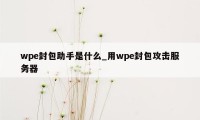 wpe封包助手是什么_用wpe封包攻击服务器