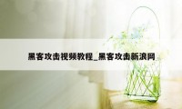 黑客攻击视频教程_黑客攻击新浪网