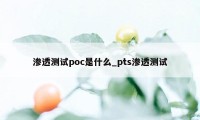 渗透测试poc是什么_pts渗透测试