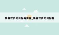黑客攻击的目标与步骤_黑客攻击的目标有