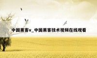 中国黑客v_中国黑客技术视频在线观看