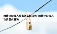 网络评论被人攻击怎么解决呢_网络评论被人攻击怎么解决