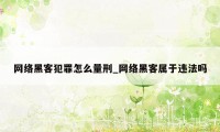 网络黑客犯罪怎么量刑_网络黑客属于违法吗