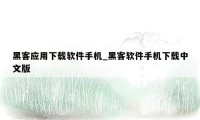 黑客应用下载软件手机_黑客软件手机下载中文版