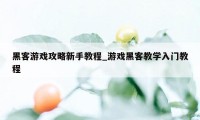 黑客游戏攻略新手教程_游戏黑客教学入门教程