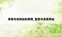 黑客攻击网站的原理_黑客攻击某网站