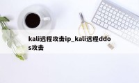 kali远程攻击ip_kali远程ddos攻击