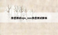 渗透测试vps_xss渗透测试脚本