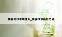 黑客的技术叫什么_黑客技术高低之分