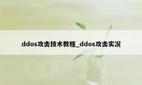 ddos攻击技术教程_ddos攻击实况