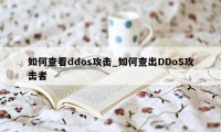 如何查看ddos攻击_如何查出DDoS攻击者