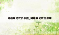 网络常见攻击手段_网络常见攻击原理