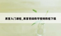 黑客入门课程_黑客初级教学视频教程下载