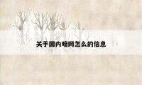 关于国内暗网怎么的信息