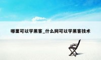 哪里可以学黑客_什么网可以学黑客技术