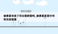 被黑客攻击了可以报网警吗_被黑客恶意针对性攻击报案