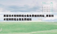 黑客技术视频教程全集免费播放网站_黑客技术视频教程全集免费播放