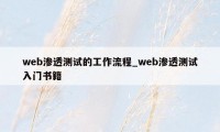 web渗透测试的工作流程_web渗透测试入门书籍