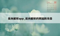 反向解析app_反向解析的网站防攻击