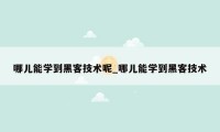 哪儿能学到黑客技术呢_哪儿能学到黑客技术