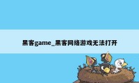 黑客game_黑客网络游戏无法打开