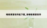 哪些黑客软件能下载_有哪些黑客软件