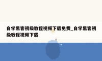 自学黑客初级教程视频下载免费_自学黑客初级教程视频下载