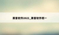 黑客软件2021_黑客软件初一