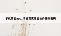 手机黑客app_手机真实黑客软件修改密码