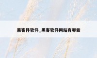 黑客件软件_黑客软件网站有哪些